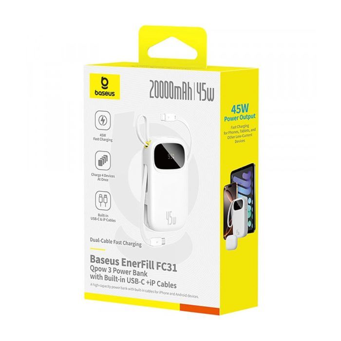 Батарея універсальна Baseus EnerFill FC31 Qpow 3 20000mAh 45W PD/3.0 QC/4.0 Black (E0028D00) зображення 3