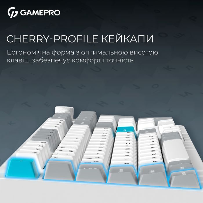 Клавиатура GamePro Asgard Drakkar Keychron Super Red Switch Wireless/Bluetooth/USB UA White (MK305WH) изображение 14