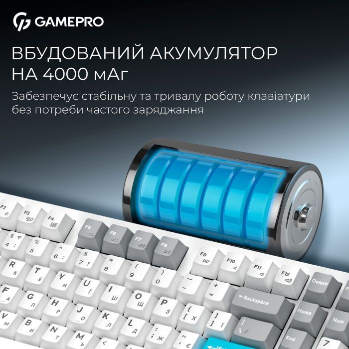 Клавиатура GamePro Asgard Drakkar Keychron Super Red Switch Wireless/Bluetooth/USB UA White (MK305WH) изображение 15