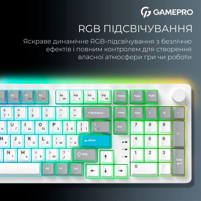 Клавиатура GamePro Asgard Drakkar Keychron Super Red Switch Wireless/Bluetooth/USB UA White (MK305WH) изображение 16