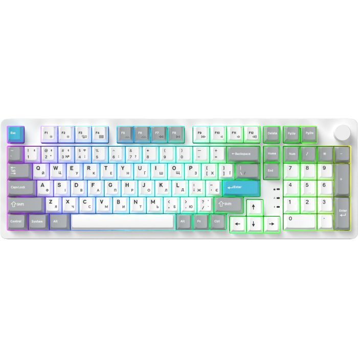 Клавиатура GamePro Asgard Drakkar Keychron Super Red Switch Wireless/Bluetooth/USB UA White (MK305WH) изображение 5