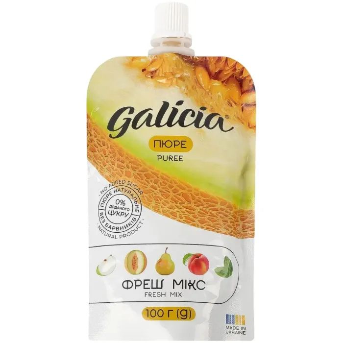 Детское пюре Galicia Фреш микс со вкусом дыни и мяты 100 г (4820209564525)