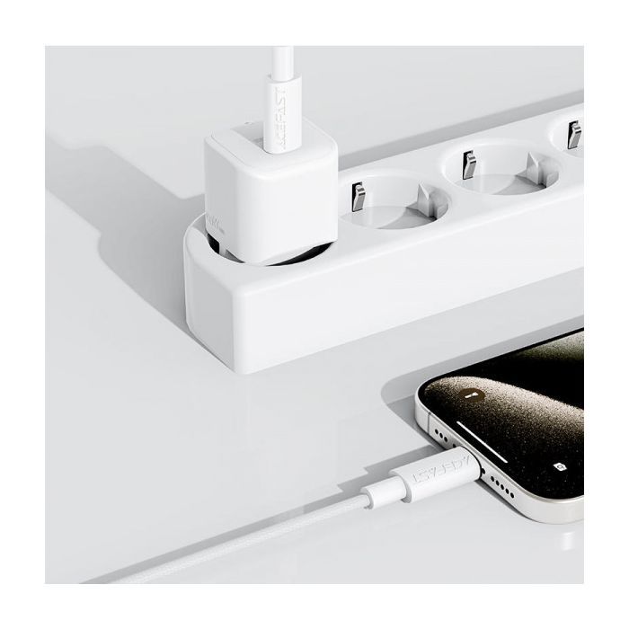 Дата кабель USB-C to USB-C 1.2m 3A white Acefast (6974316284253) изображение 5