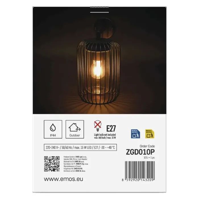 Светильник EMOS E27 15 Вт IP44 (ZGD010P) изображение 8