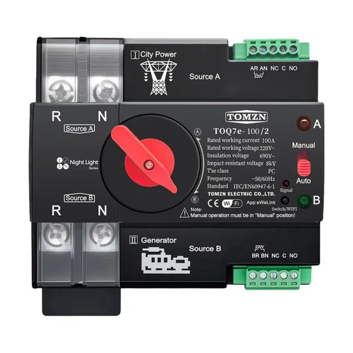 Автоматичний вимикач TOMZN TOQ7e-100/2P 100A