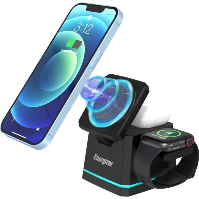 Зарядний пристрій Energizer 15W 3-in-1 magnetic wireless black (WCP307) зображення 2