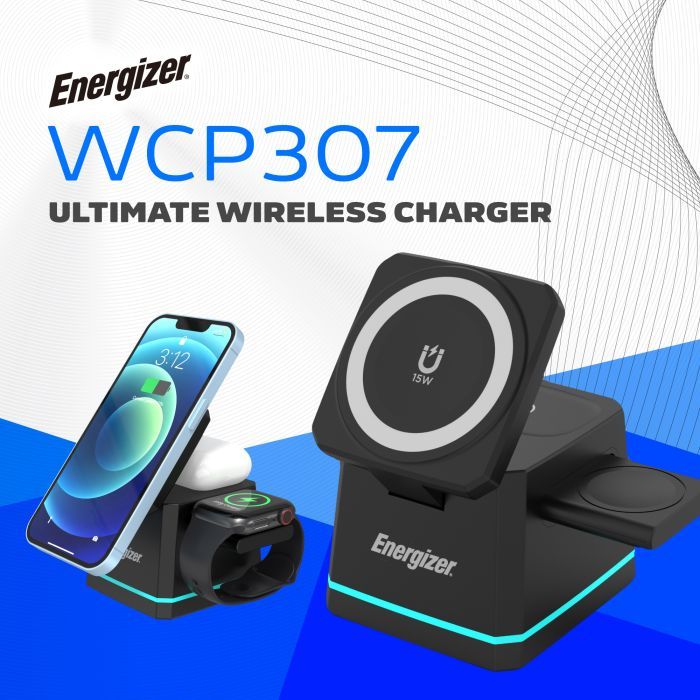 Зарядний пристрій Energizer 15W 3-in-1 magnetic wireless black (WCP307) зображення 4