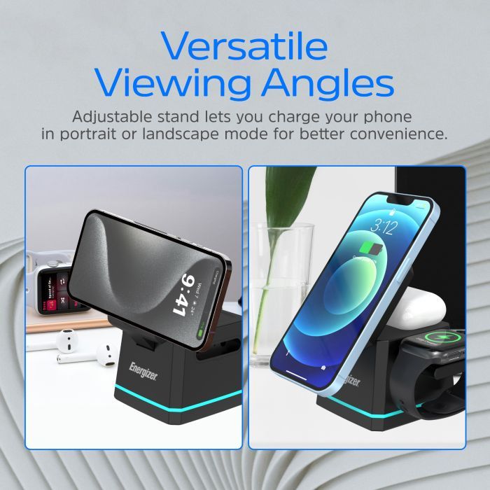 Зарядний пристрій Energizer 15W 3-in-1 magnetic wireless black (WCP307) зображення 7