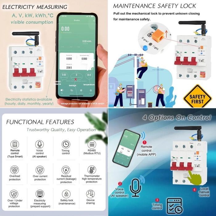 Автоматичний вимикач TUYA 3P, Wi-Fi, RS485, 63A (HS084066) зображення 2
