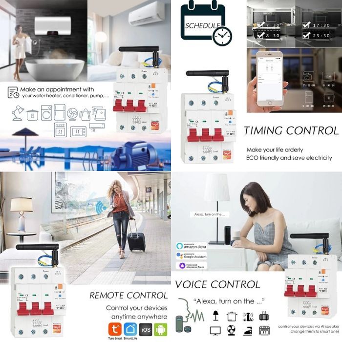 Автоматичний вимикач TUYA 3P, Wi-Fi, RS485, 63A (HS084066) зображення 3