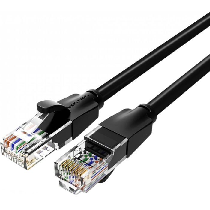Патч-корд 1.5м, UTP cat 6 RJ-45 flat black Vention (IBJBG)