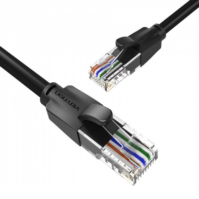 Патч-корд 1.5м, UTP cat 6 RJ-45 flat black Vention (IBJBG) изображение 3