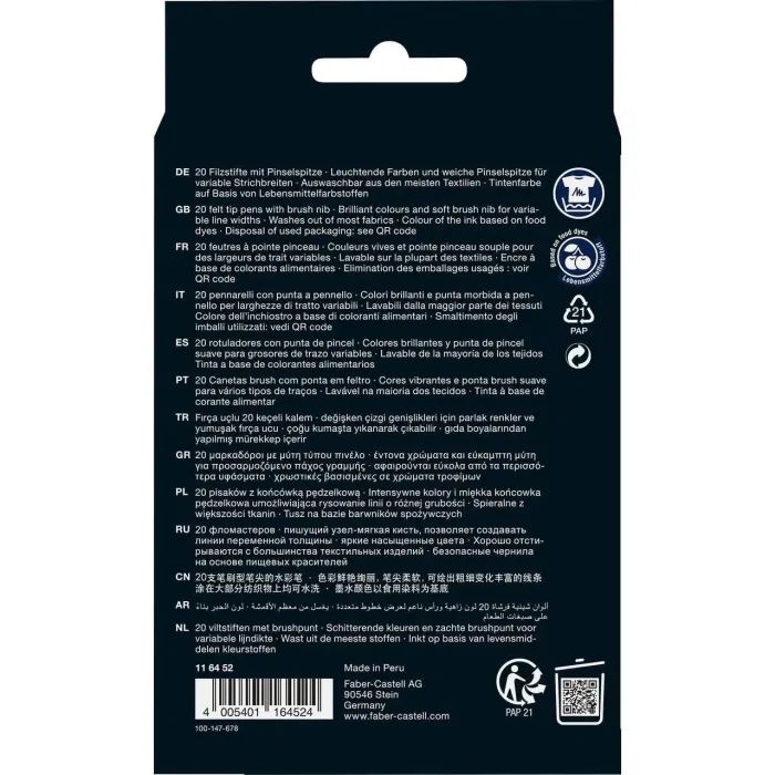 Фломастеры Faber-Castell кисточки Black Edition, 20 цветов (32356) изображение 2
