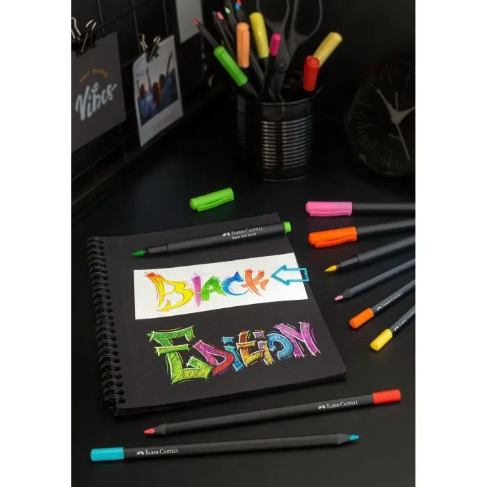 Фломастеры Faber-Castell кисточки Black Edition, 20 цветов (32356) изображение 5