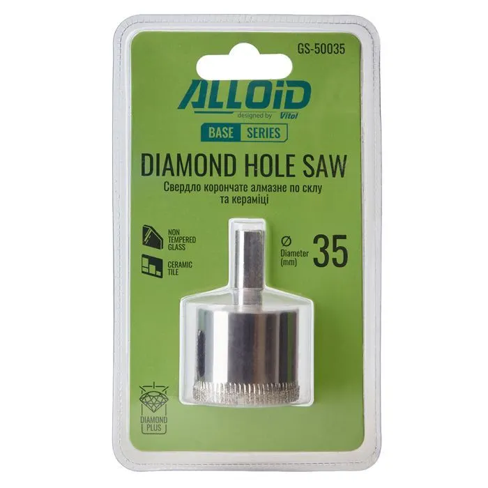 Сверло Alloid Base, корончате, алмазне, по склу та кераміці, 35мм (GS-50035) изображение 3