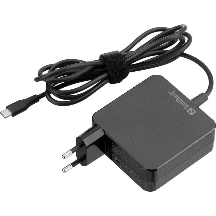 Зарядное устройство Sandberg USB-C 65W GaN built-in cable USB-C 2.0m black (135-79)