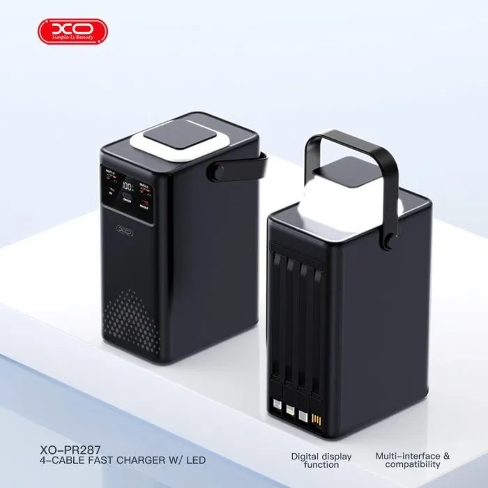 Батарея универсальная XO 80000mAh, PD/20W, QC/22,5W, Lamp, black (XO-PR287-BK) изображение 6
