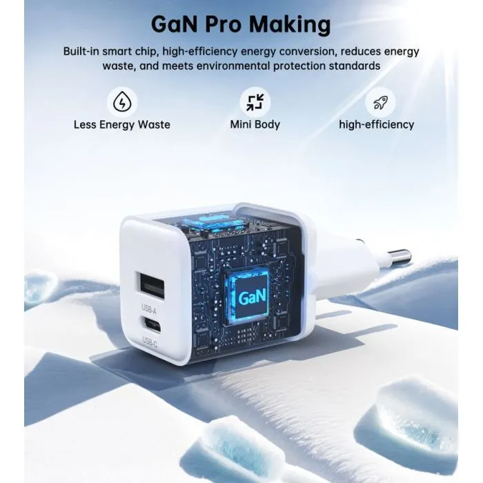 Зарядное устройство Choetech 1xUSB-C PD30W PPS + 1xUSB QC3.0 (PD5012-EU-WH) изображение 6