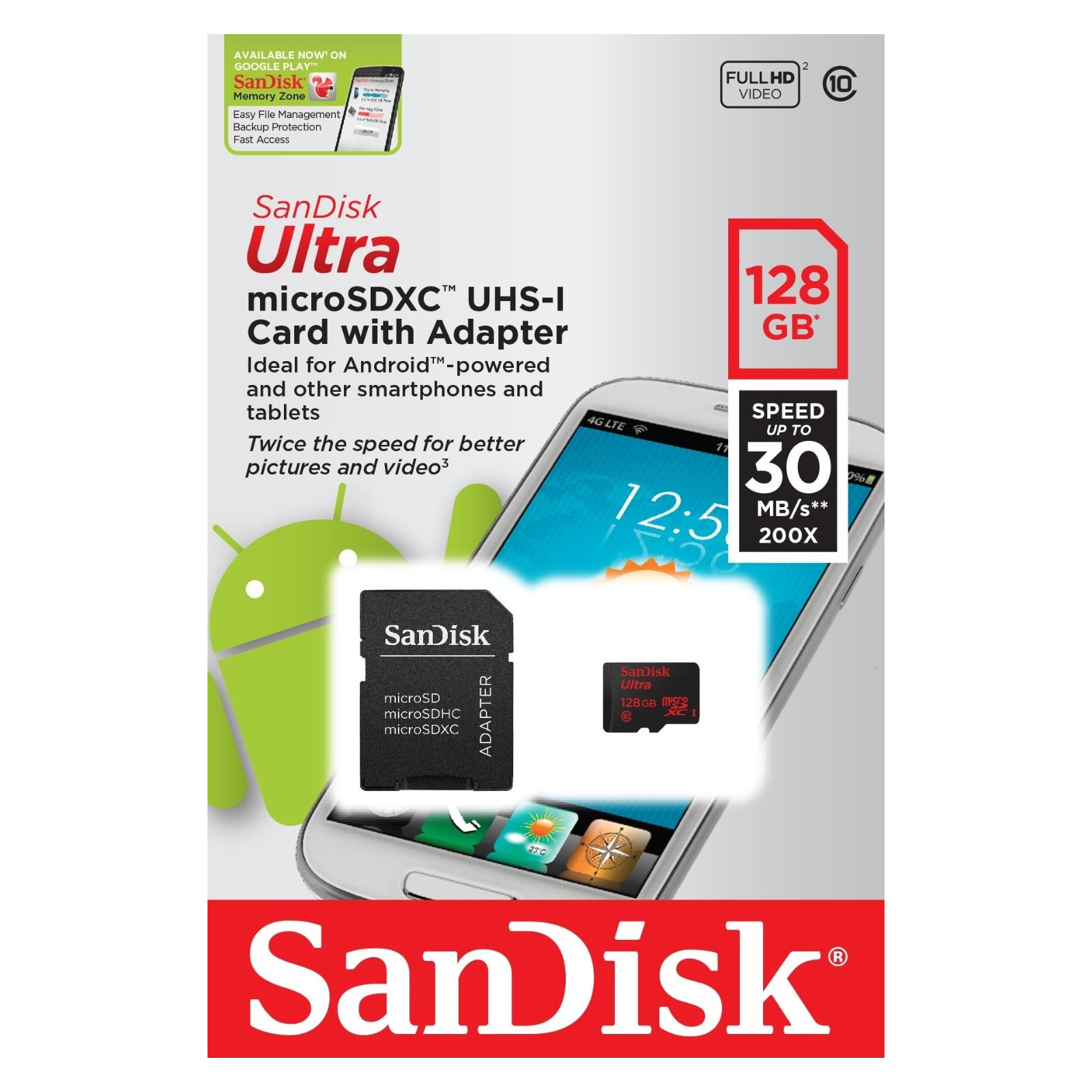 Карта памяти SanDisk 128GB eXtreme Plus Class10 UHS-I (SDSDQUA-128G-G46A) изображение 2