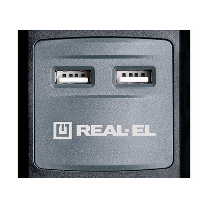 Мережевий подовжувач REAL-EL RS-3 USB CHARGE 1.8m, black (EL122500001) зображення 2