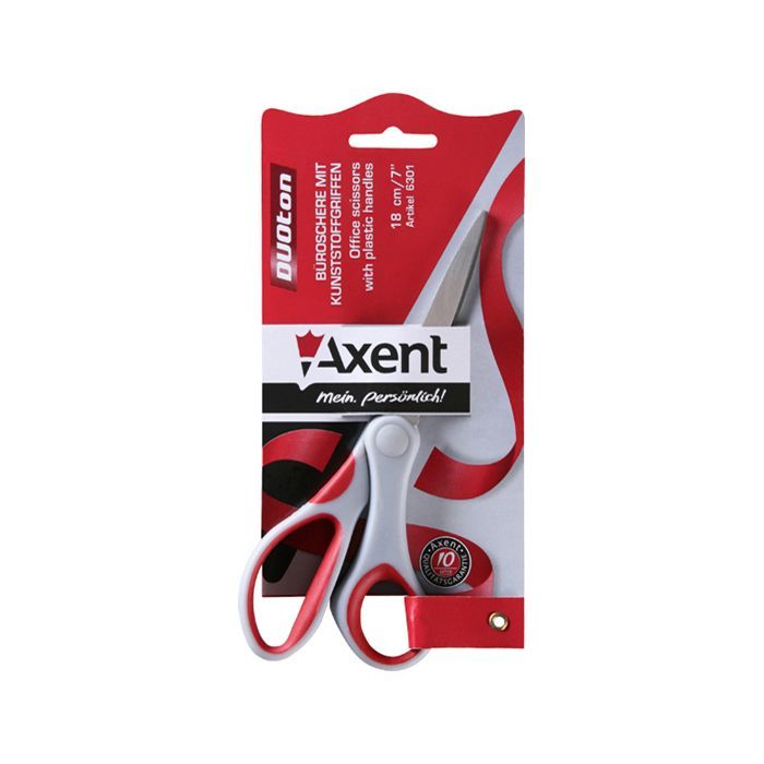 Ножиці Axent Duoton, 18см, gray-red (6301-06-А) зображення 2