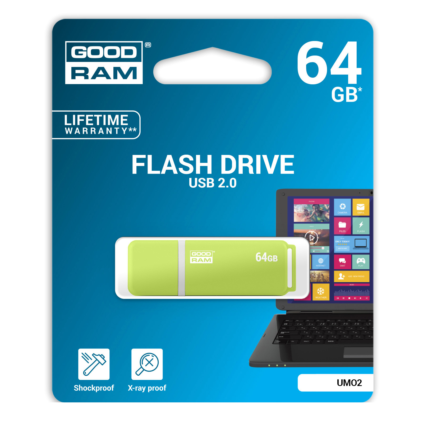 USB флеш накопичувач Goodram 64GB UMO2 Orange Green USB 2.0 (UMO2-0640OGR11) зображення 6