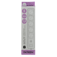 Сетевой фильтр питания Patron 1.8m (SP-52) + 2 USB 2.0, 2.1A , 5 роз. BLACK (EXT-PN-SP-52-USB) изображение 2