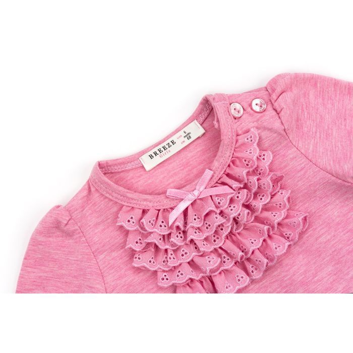 Кофта дитяча Breeze з мереживною оборкою (10040-68G-pink) зображення 3
