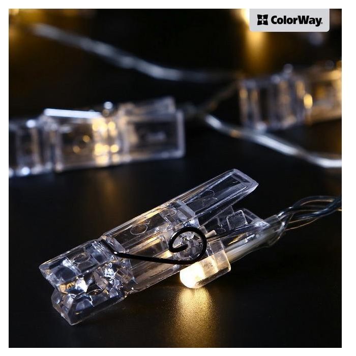 Гірлянда ColorWay 40 LED, 4.2м, з прищіпками (CW-LCP-40L42B) зображення 5