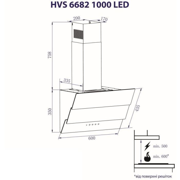 Вытяжка кухонная Minola HVS 6682 BL 1000 LED изображение 7