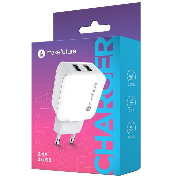 Зарядное устройство MakeFuture 2 USB (2.4 A) White (MCW-21WH) изображение 4