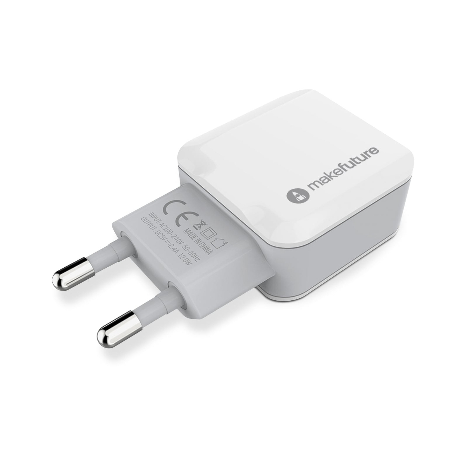Зарядний пристрій MakeFuture 2 USB (2.4 A) White (MCW-21WH)