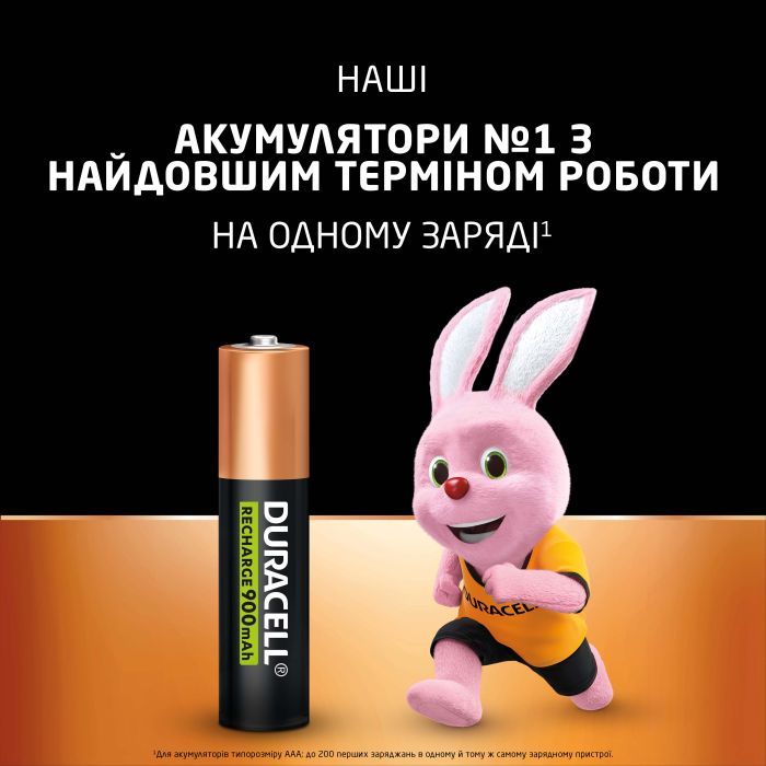 Аккумулятор Duracell AAA HR03 900mAh * 4 (5005015) изображение 3