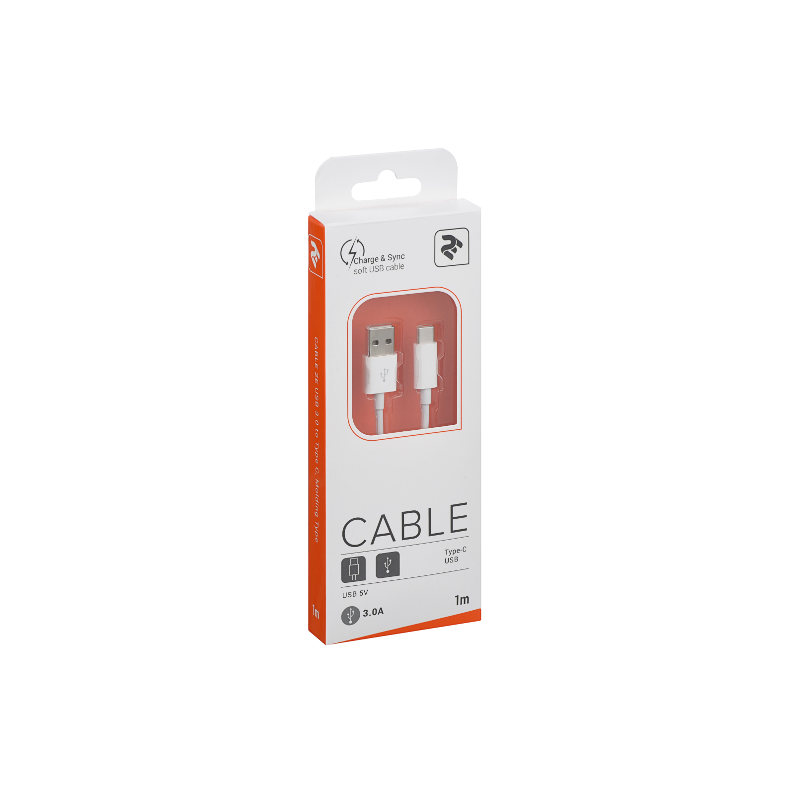 Дата кабель USB 3.0 AM to Type-C 1.0m white 2E (2E-CCTAB-WT) зображення 3