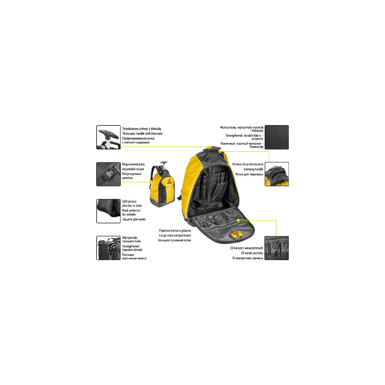 Сумка для инструмента Topex рюкзак монтерський на колесах (79R450) изображение 2
