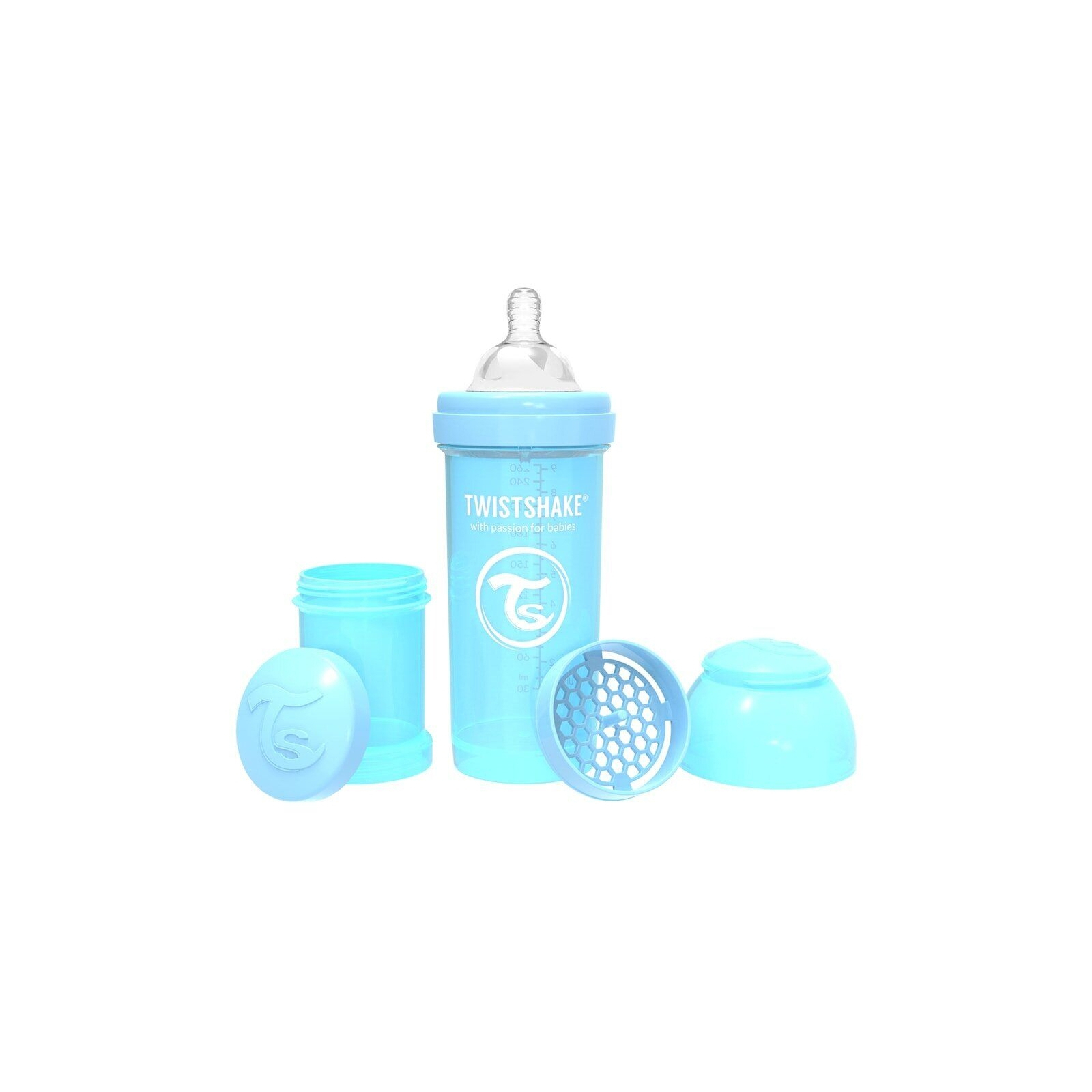 Пляшечка для годування Twistshake антиколькова 260 мл, світло-блакитна (69864) зображення 2
