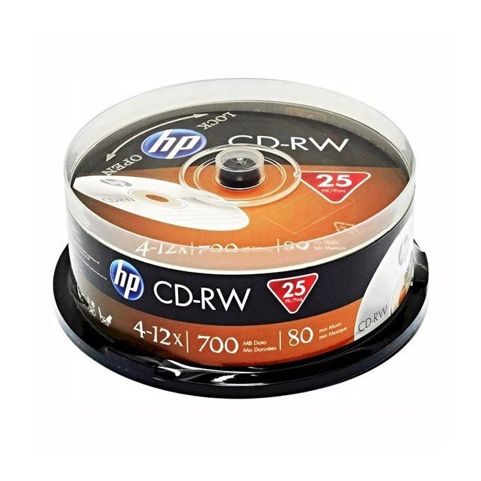 Диск CD HP CD-RW80 700MB 4X-12X Spindle 25шт (69313/CWE00019-3)