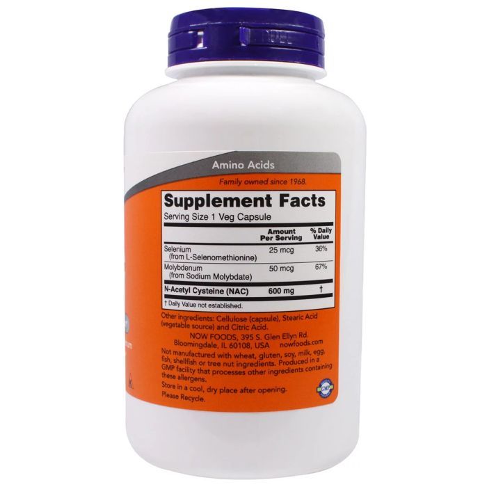 Амінокислота Now Foods NAC (N-Ацетил-L-Цистеин) 600мг, 250 гелевих капсул (NOW-00086) зображення 2