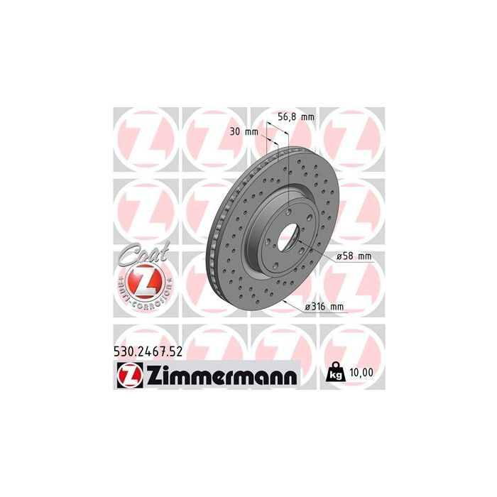 Тормозной диск ZIMMERMANN 530.2467.52
