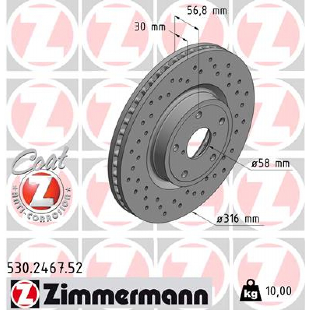 Гальмівний диск ZIMMERMANN 530.2467.52