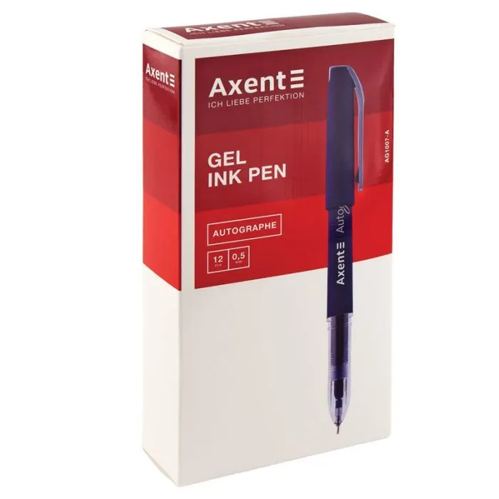 Ручка гелева Axent Autographe 0.5 мм Синя (AG1007-02-A) зображення 2