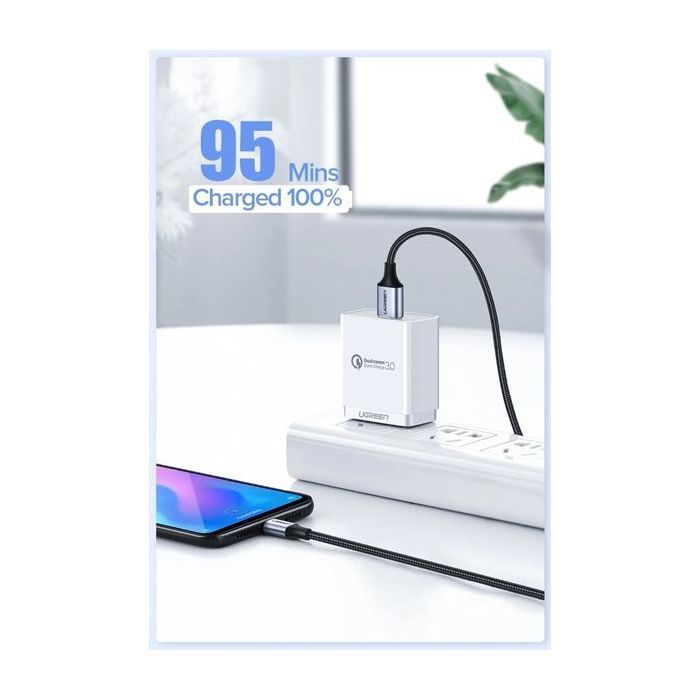 Дата кабель USB 2.0 AM to USB-C 1.5m US288 Aluminum Braid (Black) Ugreen (60127) изображение 4