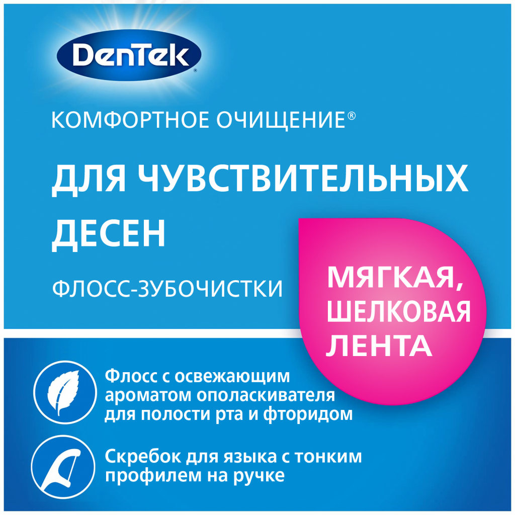 Флосс-зубочистки DenTek Комфортное очищение 90 шт. (047701000922) изображение 3