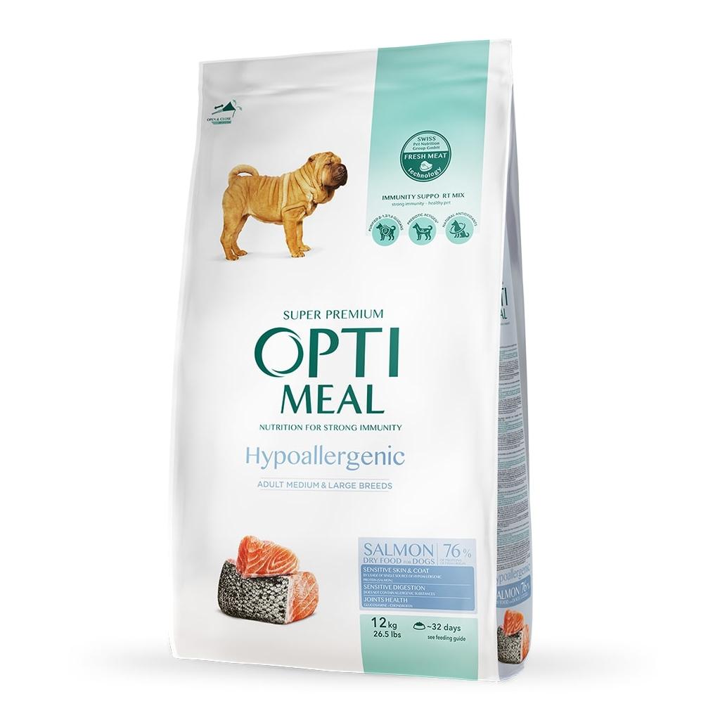 Сухой корм для собак Optimeal гипоаллергенный для средних и крупных пород - лосось 4 кг (4820215365932/4820215329716)