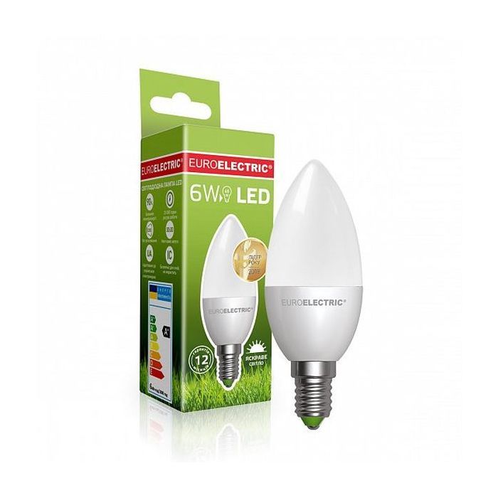 Лампочка EUROELECTRIC LED CL 6W E14 4000K 220V (LED-CL-06144(EE)) изображение 2
