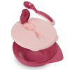 Набор детской посуды Baboo тарелочка глубокая с крышкой и ложечкой розовая (90592) изображение 2