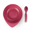 Набор детской посуды Baboo тарелочка глубокая с крышкой и ложечкой розовая (90592) изображение 3