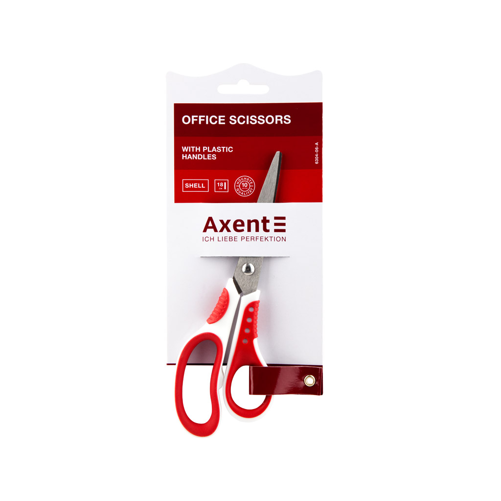 Ножиці Axent Shell, 18 см, біло-червоні (6304-06-A) зображення 2