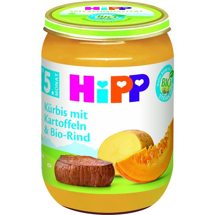 Детское пюре HiPP Organic Гарбуз та картопля з яловичиною, 190 г (4062300261532)