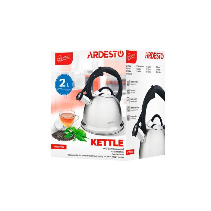 Чайник Ardesto Gemini 2 л Grey (AR1949KS) изображение 2
